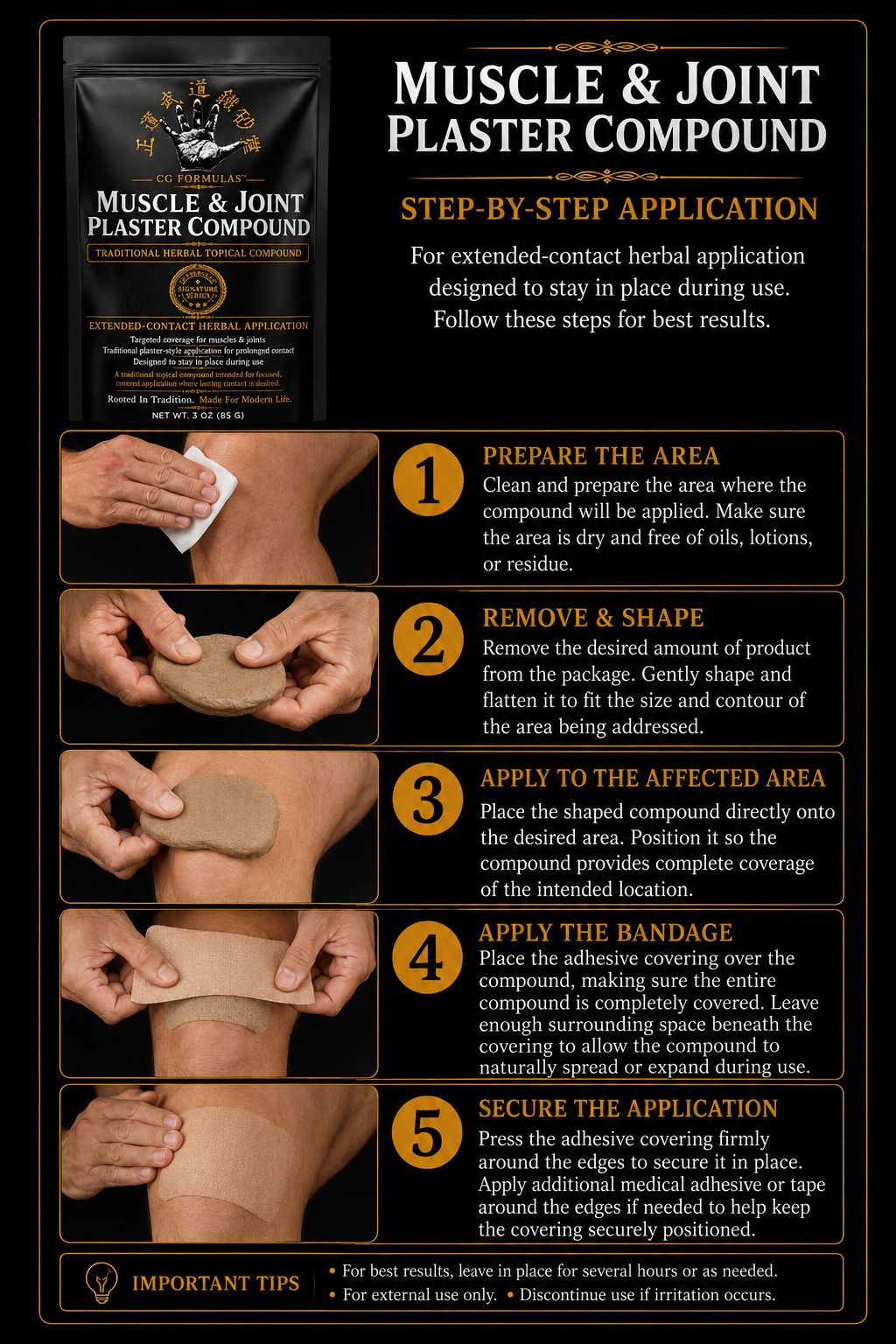 CG Formulas Plaster How to Apply